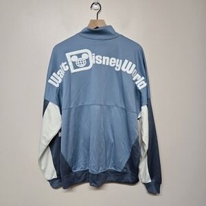 Disney Parks Walt World Zip Track Jacket Spirit‎ Jersey Size L Blue Oversize New